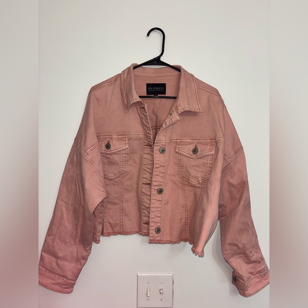 Boyfriend Cropped Denim Jacket | Pink | Size 20